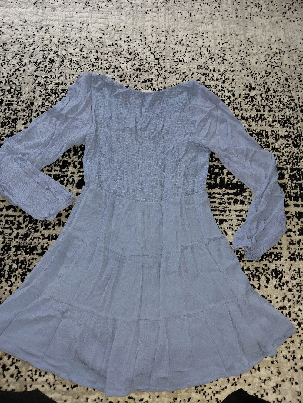Altar'd State Dress M NWOT Blue Smocked Boho Mini Tiered Long Sleeve CC - Picture 13 of 13